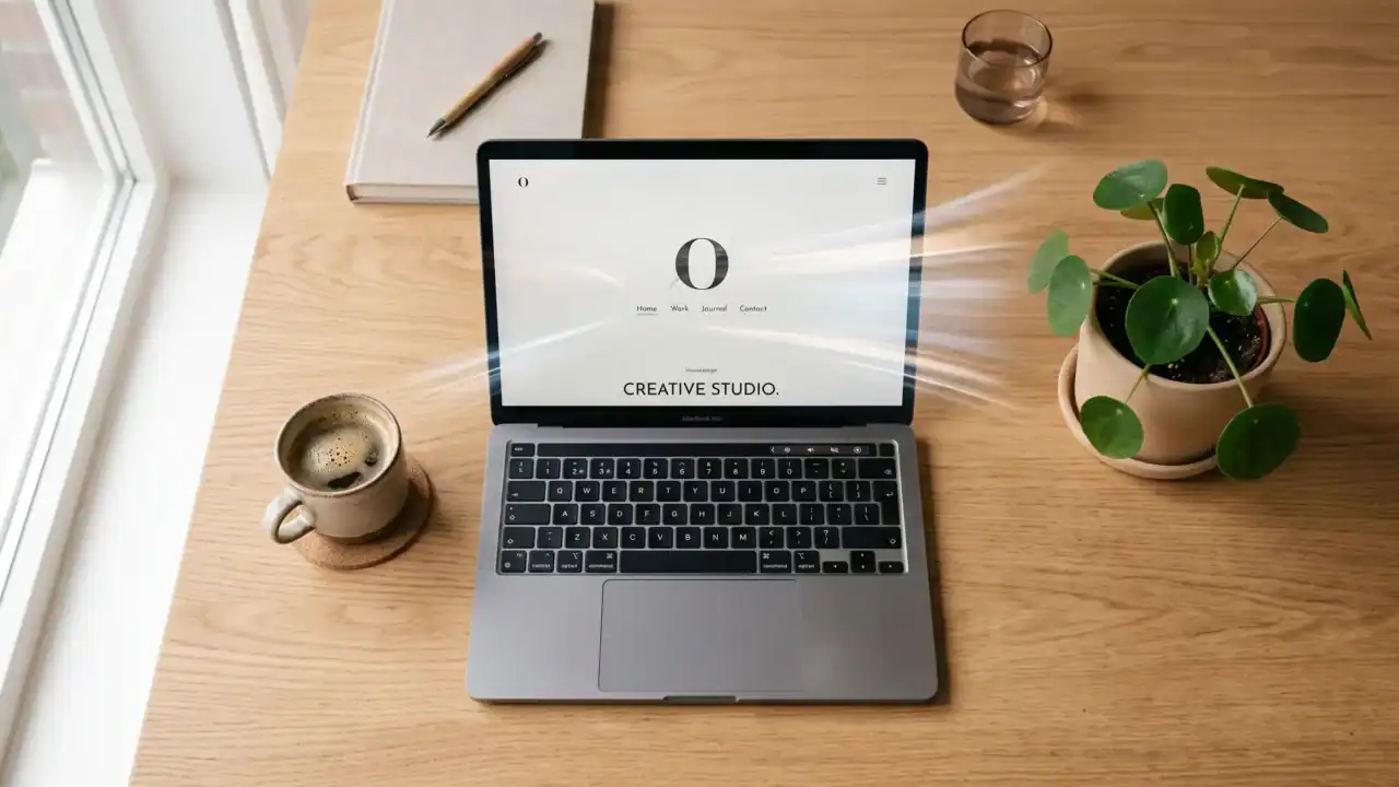 Velocizzare il sito wordpress: scrivania con laptop e sito in caricamento